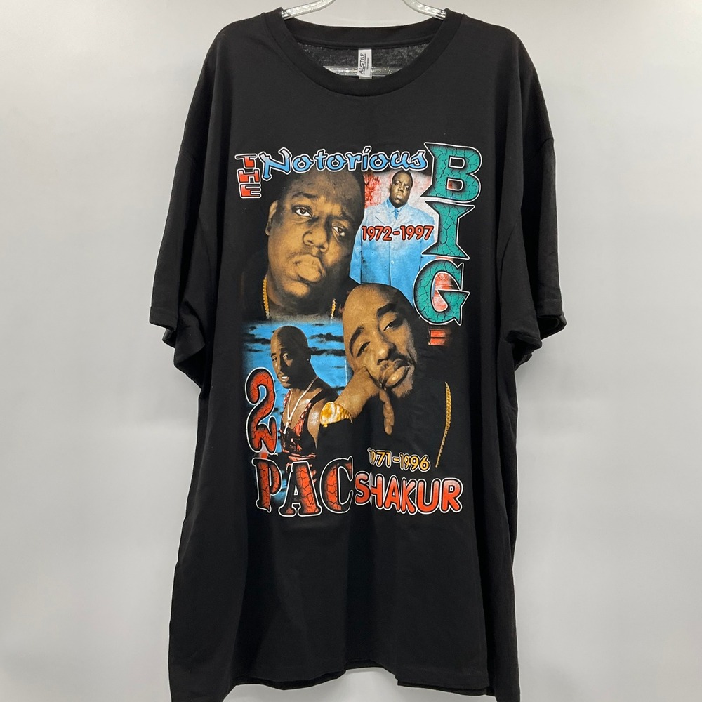Tupac Biggie Graphic T-Shirt‎ 2 XL Black Rap LegendsTee 90s Hip Hop Streetwear